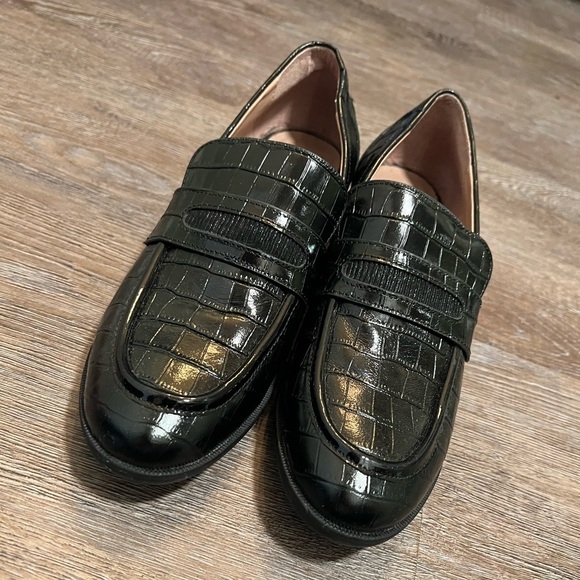 ZAC ZAC POSEN Womens Black Wayne Block Heel Slip On Leather Heeled Loafers 6.5 - Picture 3 of 6